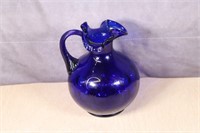 Vintage Fenton Cobalt Blue Coin Dot Pitcher Vase