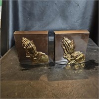 Vtg PMC Praying Hands Bookends 5"H