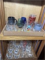 Box Containing Several Glass Tumblers, 3 Plastic