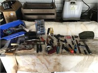 Blue bin and all tools pictured