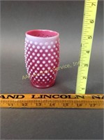 Fenton Cranberry Opalescent Glass Hobnail Tumbler