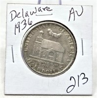 1936 Delaware Half Dollar AU