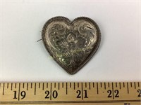 Large Vogt Mexican sterling hair barrette heart