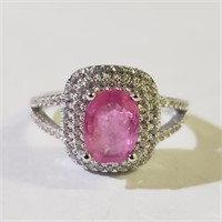 $160 Silver Ruby CZ Ring