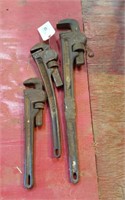 3 RIGID PIPE WRENCHES- 24 INCH, 18 INCH, 14 INCH