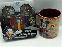 MICKEY MOUSE COFFEE CUP & PEZ DISPENSORS IN TIN