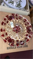 Westmoreland 12” clear & ruby plate paneled grape