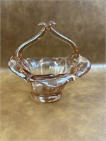 Vintage Made in Italy Pink Glass Art Basket