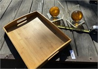 Acrylic Bookends & Bamboo Tray