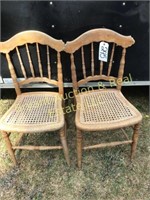 2 CANE BOTTOM SPINDLE BACK CHAIRS
