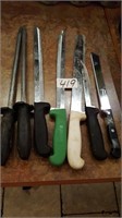 7 asst. knives and steels