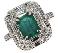 14k Gold 3.24 ct Natural Emerald & Diamond Ring
