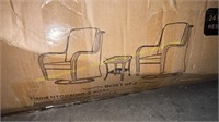Ovios 3pc Patio Set, Orange Cushions (BOX 1/2 ONLY