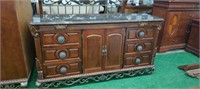 Metal and wood dresser with mirror