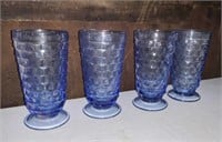 4 Indiana Glass Whitehall Cubist Footed Glasses