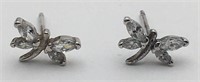 Sterling Silver Butterfly Earrings W Clear Stones