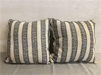 2 Striped Throw Pillows 15"x15”