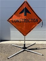 Construction sign on stand