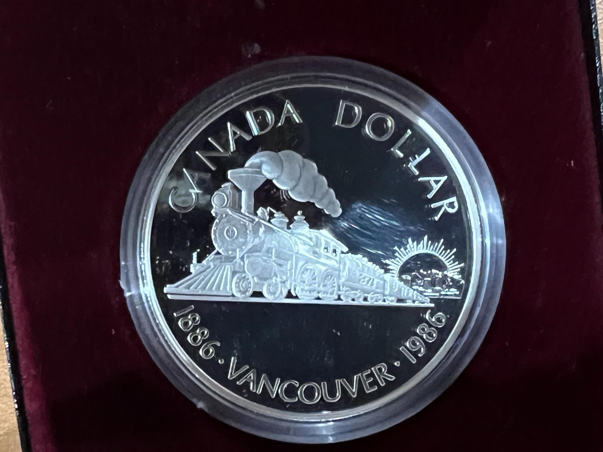 1986 Cdn Proof Like Silver Dollar- Trains