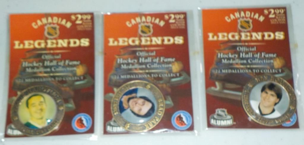 Lot of 3 Canadian Legends Medallions Bourque Park