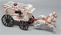 Cast Iron Two Horse Drawn Carriage Wagon & Driver