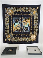 Lalique Paris  Silk Floral Kerchief Scarf