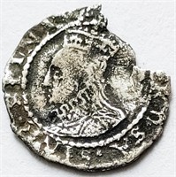 Elizabeth I 1574 silver 3/4 PENNY coin