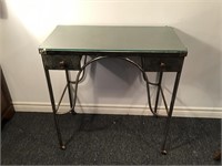 METAL 'MACHINE AGE'  DESK / SIDE TABLE GLASS TOP