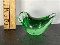 Green Glass Bird Paperweight