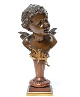 Carl Kauba Cherub Bust, Bronze 1892