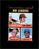 1971 Topps #62 Bench/Perez/Will LL VG to VG-EX+
