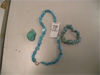 THREE PIECES OF TURQUOISE JEWELRY
