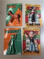 2 Popeye Figures, 2 Gumby Poseables
