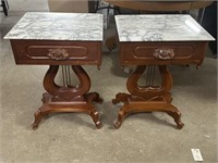 Matching marble top in tables with drawers