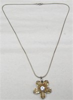 925 Sterling Silver Flower Necklace