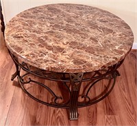 Rolling. Marble top coffee table