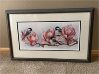 Birds and Flowers on a Branch Picture 16 ½” H x 26
