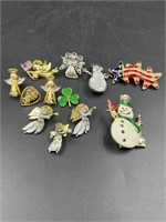 Small Angel and Snowman Pins