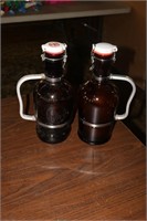2 German Beer Bottles with Handle and Ceramic top