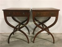 20" wide wooden end tables with lion head handles