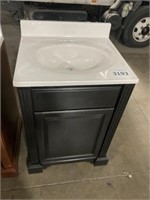 25" Black Vanity w/ White Single Sink Top