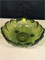 Imperial Glass Footed Green Fruit Bowl 11"