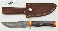 Hand Crafted Fixed Blade Damascus Knife & Sheath