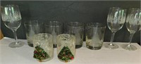 4 Etched Old Fashioned Clear Glass Christmas Tree