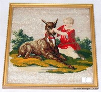 Victorian Beadwork/Needlepoint Child and Dog.