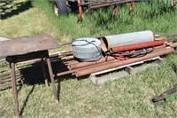 Pallet of T Posts, Pipe, Welding Table, Etc.,
