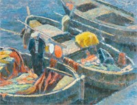 Impressionist Harbor Scene, Jose Fabri-Canti.