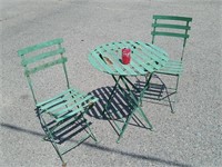 3 pc. cafe set table with 2 chairs, metal look at