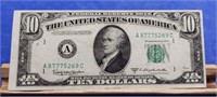 1950 D Ten Dollar Federal Reserve Note, AU