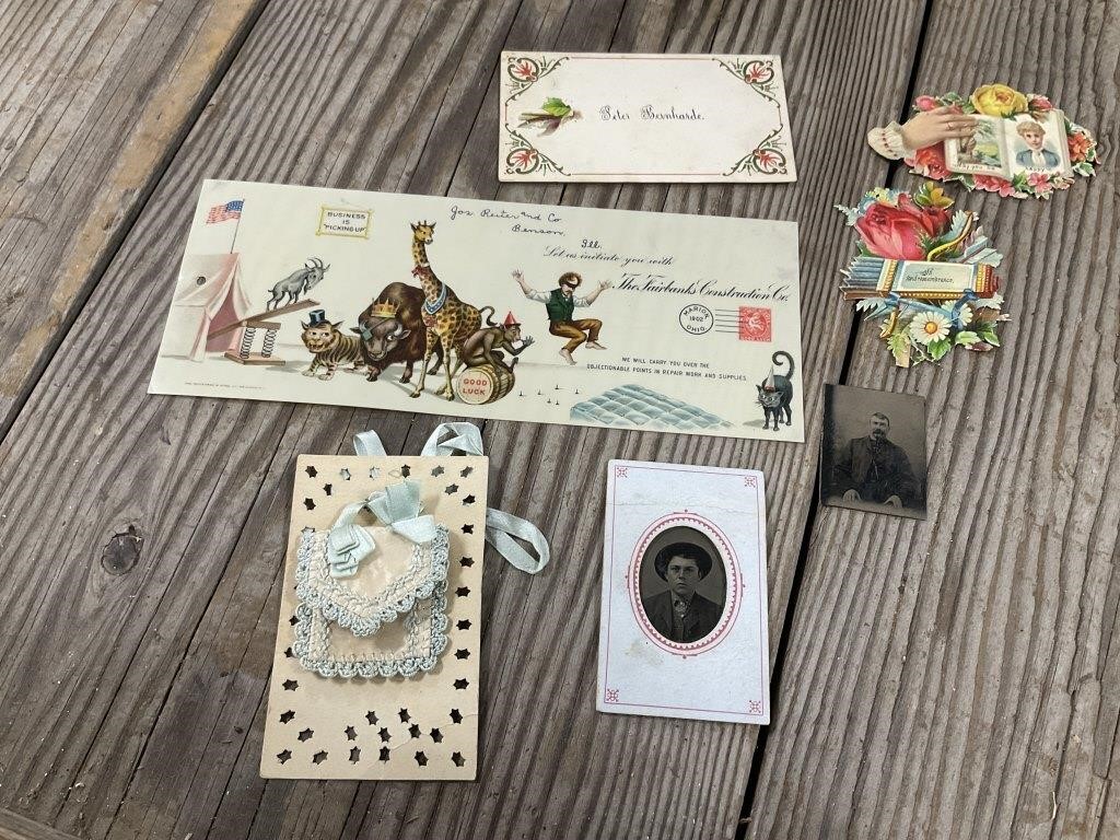 Antique Small Tin Types, Die Cuts, Calling Card